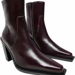 Mango Leather Pointed Ankle Boots 78