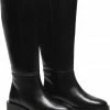 Mango Leather Boots With Tall Leg Black
