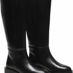 Mango Leather Boots With Tall Leg Black