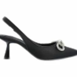 Bianco BIAPRETTY Crystal Bow Sling Back Satin Black