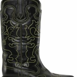 Ganni Embroidered Western St&oslash;vler Black/Yellow