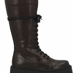 Bianco BIADEB Laced Up Long Boot Dark Brown