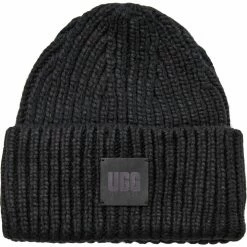 UGG W CHUNKY RIB BEANIE Black